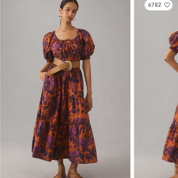 Anthropologie Somerset Green and Pink Floral Maxi Dress - Picture 7 of 8